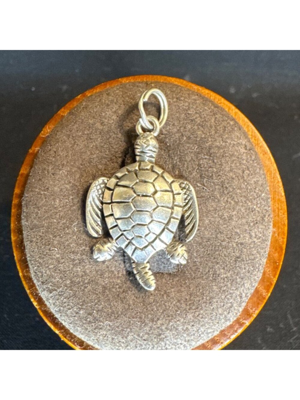 VTG Solid Sterling Silver 925 Textured Sea Turtle Pendant Size 1.25" Length